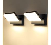 Kingwei 40W LED Aplique Pared Exterior/Interior 2 piezas 360°Rotación Blanco Cálido 3000K Impermeable IP65 Moderno Negra aplicabilidad para Entrada Jardines Balcones 4000 Lumen Foco exterior LED