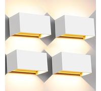 Kingwei 4piezas 20W Apliques Pared Interior/Exterior 3000K Blanco Cálido Moderno Apliques Pared Led Ángulo de Haz Ajustable Apliques Parede IP65 Imp