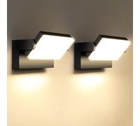 Kingwei 60W Aplique Pared Exterior Interior 2 piezas 360°Rotación Blanco Cálido 3000K Impermeable IP65 Moderno Negra Lámpara aplicabilidad para Entrada Jardines Terraza 5000 Lumen Foco exterior LED