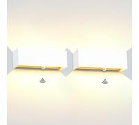 Kingwen 30W LED Aplique de pared con Sensor de Movimiento 2 Piezas de exterior 3000K Lámparas de pared LED Lámpara de interior Aplique de IP65. (Blanco)