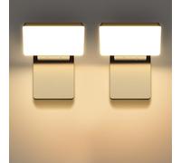 Kingwen 40W LED Aplique Exterior Pared 180 ° Pliegue Rotación 360 °IP65 Impermeable 3000K Lámpara Pared Warm White, Iluminación multiángulo, Adecuado Jardine/Pasillo/Balcone 2 Piezas Negra