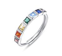 KINGWHYTE Anillo de Chakra para las mujeres de plata de ley 925 Anillos ajustables de curación Joyería Chakra regalos para madre hija Yoga Lover, tamaño 8, plata esterlina