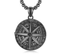 KINGWHYTE Collar de brújula de plata de ley 925 con colgante de brújula, regalo de cumpleaños, viajes, graduación, joyería para hombres y mujeres, Plata esterlina, No es una piedra preciosa