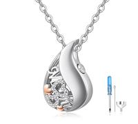 KINGWHYTE Collar de cenizas para mamá, plata de ley 925, joyería para mujeres y madres, Plata esterlina, Circonia cúbica