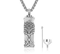 KINGWHYTE Collar de urna para cenizas, de plata de ley 925, brújula, cremación, joyas para cenizas, collar de urna, recuerdos, regalos conmemorativos, Plata esterlina, No es una piedra preciosa