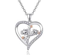 KINGWHYTE Collares de plata de ley 925 con forma de corazón de pingüino/abeja/unicornio/elefante/mariposa/rana, joyería con forma de corazón para mujeres y niñas, joyería de regalo de cumpleaños