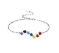 KINGWHYTE Om Pulsera de plata de ley 925 con los 7 chakras, joyería de yoga, regalo de cumpleaños para mamá, mujer y niña, 7 inches, Plata de ley