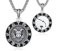 KINGWHYTE Zodiaco Aries Colgante Cadena para Hombre Plata de Ley 925 Aries Constelación Cadena Astrología Horóscopo Colgante Zodiaco Collar Constelaciones Joyas Regalos para Hombres