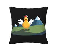 Kingww Chicken On The Hill- Fundas de cojín decorativas de 50 x 50 cm, fundas de cojín cuadradas decorativas de 50 x 50 cm