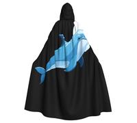 Kingww Little Dolphin Heading The Ball - Capa con capucha de Halloween para hombres y mujeres: capa ligera de poliéster con capucha, perfecta para cosplay, Halloween y fiestas de disfraces
