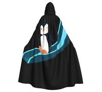 Kingww Little Penguin On The Slide - Capa con capucha de Halloween para hombres y mujeres: capa ligera de poliéster con capucha, perfecta para cosplay, Halloween y fiestas de disfraces