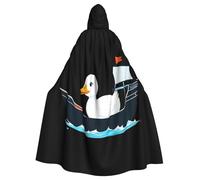Kingww Little White Duck On The Ship - Capa con capucha de Halloween para hombres y mujeres: capa ligera de poliéster con capucha, perfecta para cosplay, Halloween y fiestas de disfraces