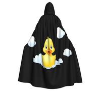 Kingww Little Yellow Duck On The Cloud - Capa con capucha de Halloween para hombres y mujeres: capa ligera de poliéster con capucha, perfecta para cosplay, Halloween y fiestas de disfraces