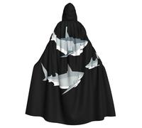 Kingww Sharks Swimming In The Water - Capa con capucha de Halloween para hombres y mujeres: capa ligera de poliéster con capucha, perfecta para cosplay, Halloween y fiestas de disfraces