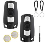 KingYH 2 Piezas Carcasa Llave BMW Llave de Coche con batería LIR2025 y Caja pequeña Transparente aplicar para BMW Serie 1 3 5 6 X1 X5 E81 E82 E84 E87 E89 E88 E90 E91 E92 E93