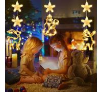 KingYH 3 piezas LED Luces Navidad para Ventana con Estrella luces navidad Funciona con pilas con ventosas para interior ventana mesa balcón Decoración festiva y decoración navideña