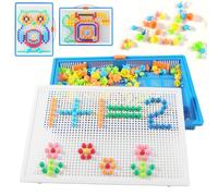 KingYH 350 Piezas Colorido Mosaicos Infantiles Juego de Mosaico Manualidades Niños Seta y Tablero de Juego Juguete Educativo de Aprendizaje Creativo para Niños de 3 Años+