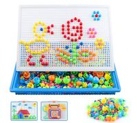 KingYH 592 Piezas Juego de Mosaico Manualidades Colorido Mushroom Jigsaw con Plantilla y Tablero Juguete Mosaicos Juego Pinchitos Colores Juguetes Bricolaje