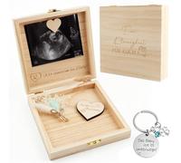 KingYH Anuncio de Embarazo con Caja de Madera Vais a Ser Abuelos Regalo para Anunciar el Embarazo a la Familia Sorpresa Personalizada con llavero de Trébol (Abuela y Abuelo)