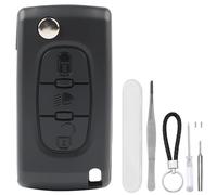 KingYH Carcasa Mando Llave de 3 Botones Llave de Repuesto Plegable Mando a Distancia Funda para Llave de Repuesto para Peugeot 207 307 308 407 408 3008 5008 Citroën C2 C3 C4 C5 C6 C8 (CE0523 HU83)