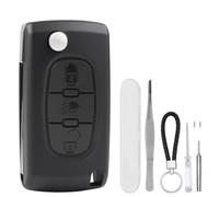 KingYH Carcasa Mando Llave de 3 Botones Llave de Repuesto Plegable Mando a Distancia Funda para Llave de Repuesto para Peugeot 207 307 308 407 408 3008 5008 Citroën C2 C3 C4 C5 C6 C8 (CE0536 VA2)