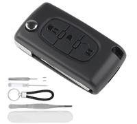 KingYH Carcasa Mando Llave de 3 Botones Llave de Repuesto Plegable Mando a Distancia Funda para Llave de Repuesto para Peugeot 207 307 308 407 408 3008 5008 Citroën C2 C3 C4 C5 C6 C8 (CE0536 HU83)