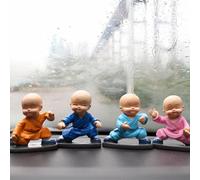 Kingzhuo Estatua de Buda bebé - Lindas figuras en miniatura, adorno de manualidades de resina, pequeños monjes para decoración de salpicadero de coche - 4 piezas (8 x 6 cm) (4 monjes Kongfu estilo G)