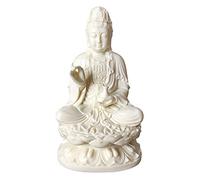 Kingzhuo Estatua de Diosa China Kuan Yin de Resina Sólida - Hermosa Representación de la Diosa de la Misericordia en Loto - 5.1 Pulgadas