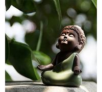 Kingzhuo Figura de cerámica pequeña y Bonita Estatua de Buda para bebé, Monje de Buda, decoración del hogar, decoración Zen, Figura de rulai pacífica (C)