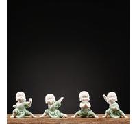 Kingzhuo Juego de 4 figuras de Buda en miniatura, figuras de monjes chinos de Kung Fu para decoración del hogar, estatua de Budas de bebé pequeño y lindo regalo de inauguración de la casa, figuras