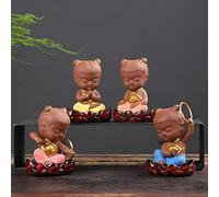 Kingzhuo Nezha - Juego de 4 figuras coleccionables artesanales, figuras de muñecas coleccionables de héroe antiguo y legendario chino, estatua de Nezha, estatua de cerámica, adornos de decoración