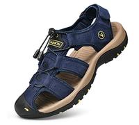 KINHA Sandalias de cuero para hombre, sandalias clásicas de verano para hombre, sandalias para exteriores, suaves, cómodas, sandalias de playa, zapatos para hombre, talla grande 38-47