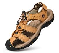 KINHA Sandalias de cuero para hombre, sandalias clásicas de verano para hombre, sandalias suaves y cómodas, sandalias de playa para hombre, zapatos de talla grande, 38-47