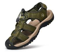 KINHA Sandalias de cuero para hombre, sandalias clásicas de verano para hombre, sandalias suaves y cómodas, sandalias de playa para hombre, zapatos de talla grande, 38-47
