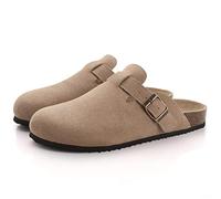 KINHA Sandalias de moda de ante para mujer con plantilla de corcho y soporte de arco, adecuadas para la playa y amantes del aire libre, albaricoque, 39(24cm)