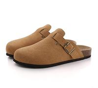 KINHA Sandalias de suela de gamuza para mujer, zuecos de moda con soporte de arco, plantilla de corcho, sandalias para exteriores, para amantes de la playa