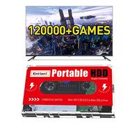 Kinhank Disco duro externo de 2 TB, consola de juegos retro con más de 120000 juegos, consola de juegos retro HDD, consola emuladora Batocera 33 para laptop/PC/Windows/Mac OS, compatible con la