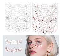 KINHARD 24 Piezas Tatuajes Temporales Pecas, Impermeable Resistente Sudor | Tatuajes Temporales para Cara, Rojo, Plata, 4 Motivos Trend - Corazones, Estrellas, Mariposas - Fácil para Fiestas Halloween