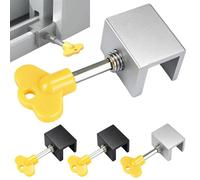 KINHARD 4 Piezas Tope para Puertas Correderas Que Sujeta 16 mm mit Llave | Sin Taladrar Cerradura Ventana Corredera, Cerrojo Puerta Corredera para Ventanas y Armarios (Plateado, Negro)