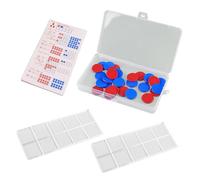 KINHARD Fichas Reversibles de PláStico, 50 Piezas 25 mm Ayuda para Cálculo, Redondos de Doble Cara Fichas de Plástico Rojo Azul, con Cuadrícula Decimal, para Aprender a Contar, Sumar y Restar