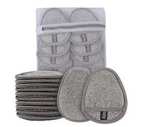 KinHwa Almohadillas desmaquillantes reutilizables lavables de microfibra de bambú, almohadillas desmaquillantes para la cara, supersuaves, con bolsa de lavandería, gris claro, 12 unidades