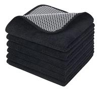 KinHwa Paño de Cocina Suave con Malla, paños de Limpieza de Microfibra, paños superabsorbentes y Que no Dejan Pelusa para el hogar (Negro x 6, 30 cm x 30 cm)