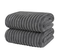 KinHwa Toallas de baño absorbentes Toallas de baño Suaves Toallas de Microfibra para Piscinas, gimnasios, Camping, Yoga, Viajes, Fitness (Rayas Gris Claro, 90 x 180 cm, 2 Unidades)