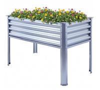 KINI MOX Cama elevada de jardín con patas galvanizadas, cajas elevadas para exteriores, para verduras, flores, hierbas, balcón, patio trasero (120 x 60 x 80 cm, metal)