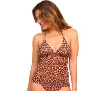 Kiniki Bañador Mujeres con Top de Tankini y con Transparencia al Bronceado Tan Through - Cheetah