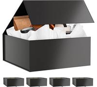 kiniu 5 cajas de regalo negras con tapas de 9.25 x 9.25 x 3.75 pulgadas, caja de regalo plegable negra con tapa y papel de seda, cajas magnéticas para regalos, propuesta de caja de padrino de boda,
