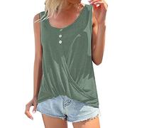Kink - Camiseta de manga corta para mujer, sin mangas, cuello redondo, cuello redondo, verde, 4XL