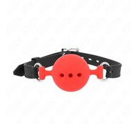 KINK - MORDAZA 55 x 2 CM DE BOLA 5 CM DE SILICONA COMPLETA TALLA L ROJO AJUSTABLE 35-51 CM