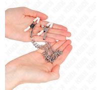 KINK Pinzas Para Pezones Con Doble Cadena Fina Plateado - Estimulador Elegante Para Placer Sensorial