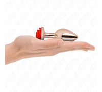 KINK Pleasure Plugs - Plug anal de acero inoxidable rosa-dorado con rosa roja (Talla M)